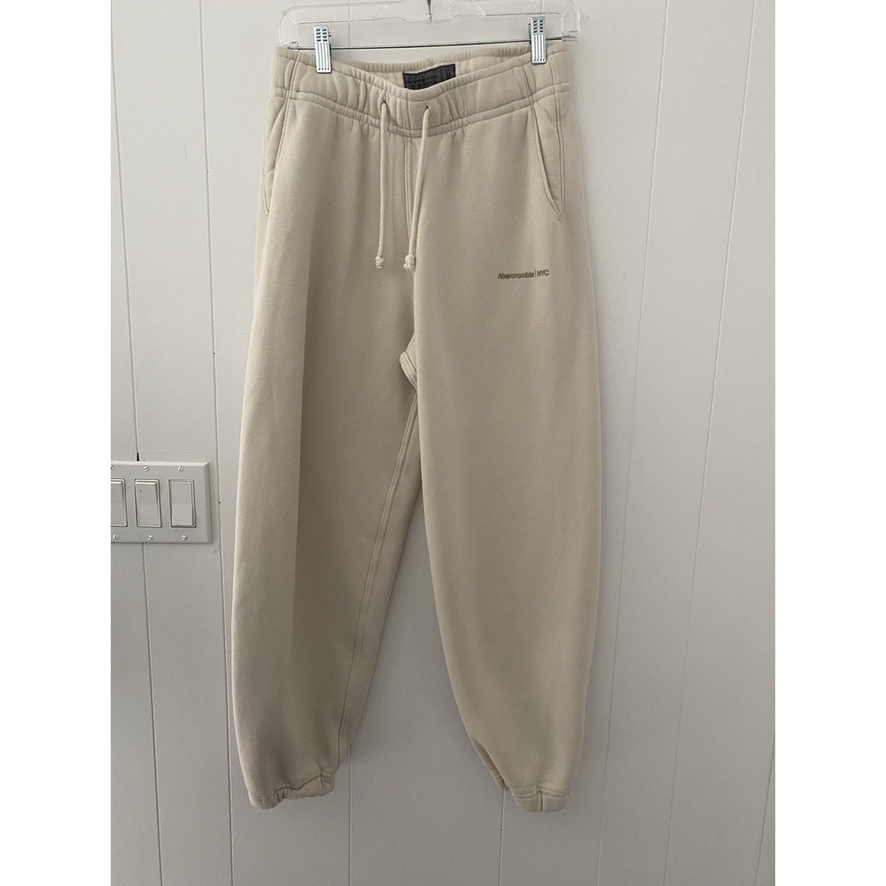 Abercrombie Fitch New York  Pants Mens XS Ivory Heavyweight Joggers